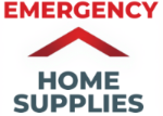 Logo for Emergency Home Supplies with a red roof icon on a white background