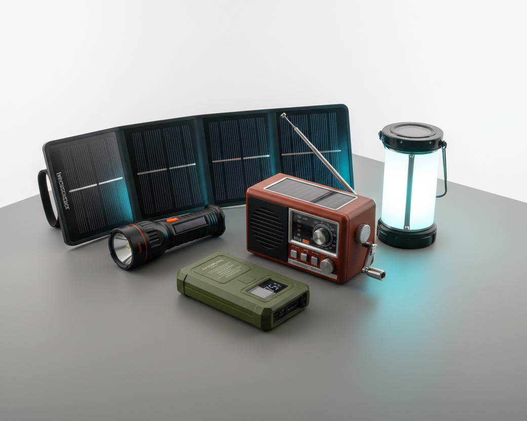 solar powered items needed incase of emergency in portrait 