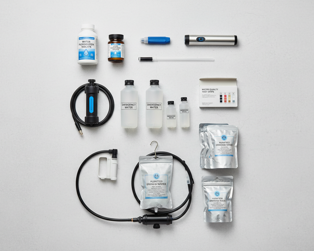 water purification items needed during an emergency in portrait view